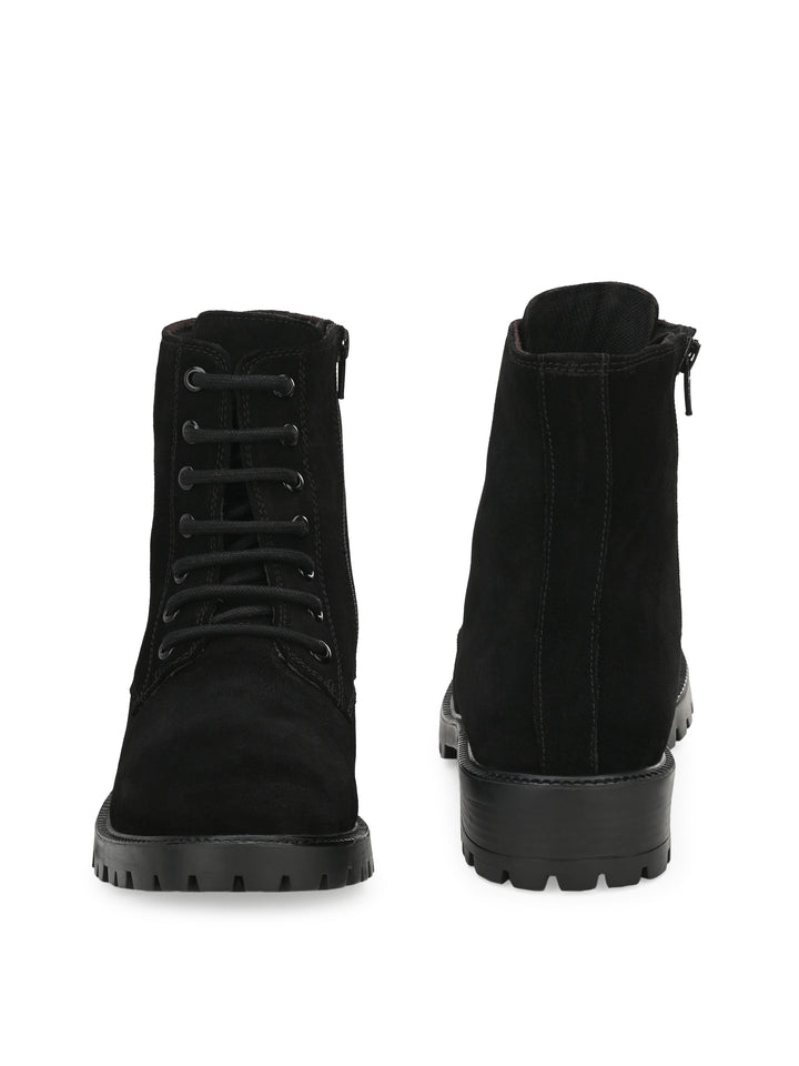 Women's Suede Lace-Ups with Zip High Ankle Boots