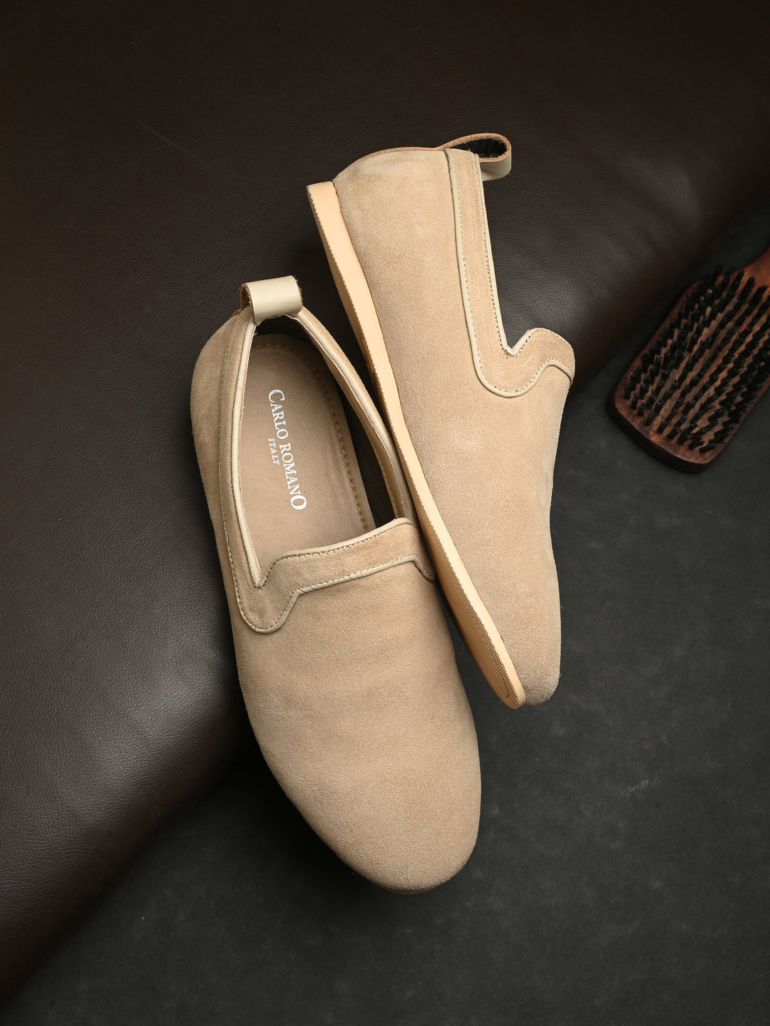 CARLO ROMANO SUEDE LEATHER LOAFER SHOES FOR MEN