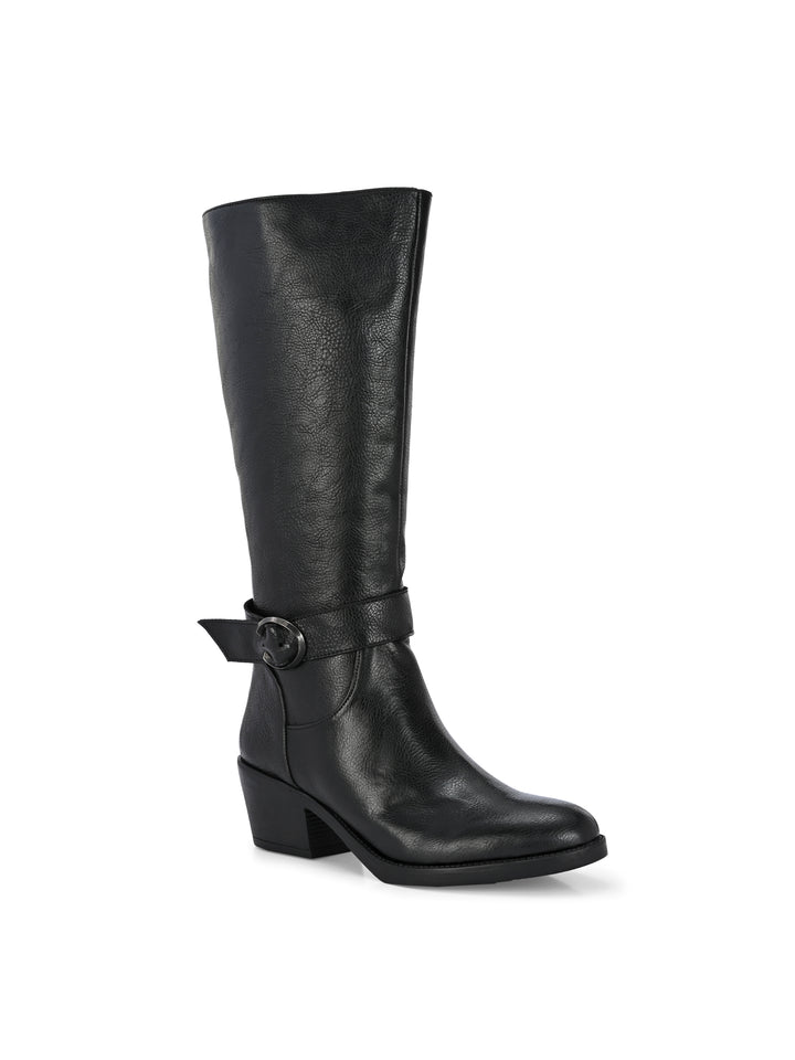 CARLO ROMANO BY WASAN BLACK COLOR  VEGAN LEATHER LONG BOOT FOR WOMEN