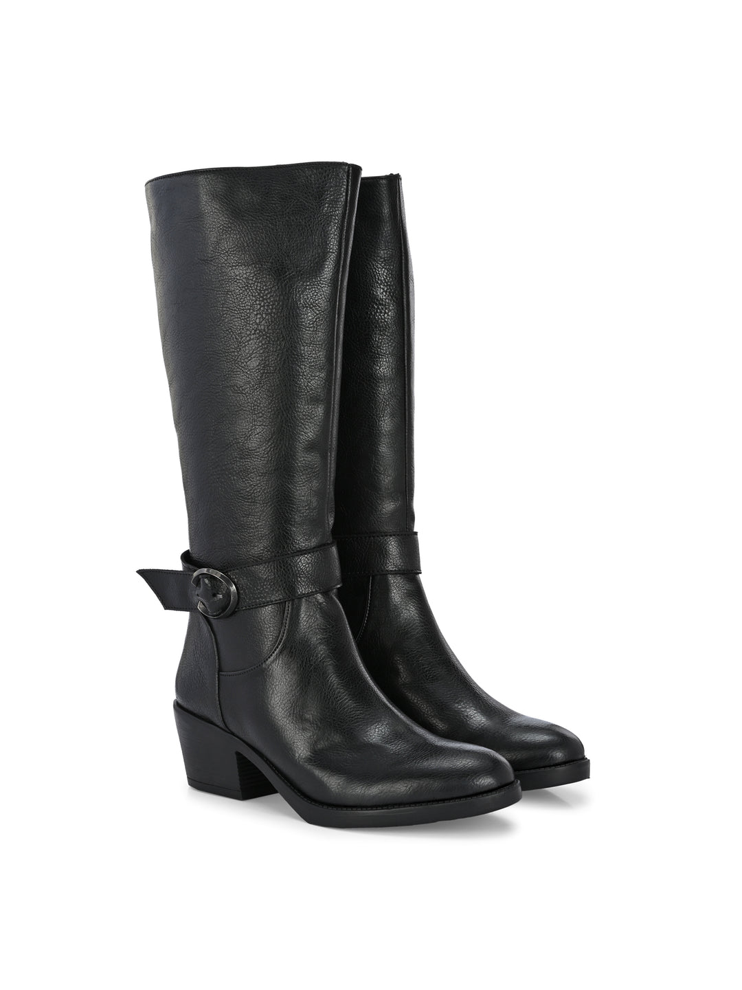CARLO ROMANO BY WASAN BLACK COLOR  VEGAN LEATHER LONG BOOT FOR WOMEN
