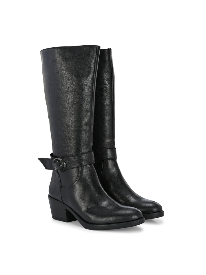 CARLO ROMANO BY WASAN BLACK COLOR  VEGAN LEATHER LONG BOOT FOR WOMEN