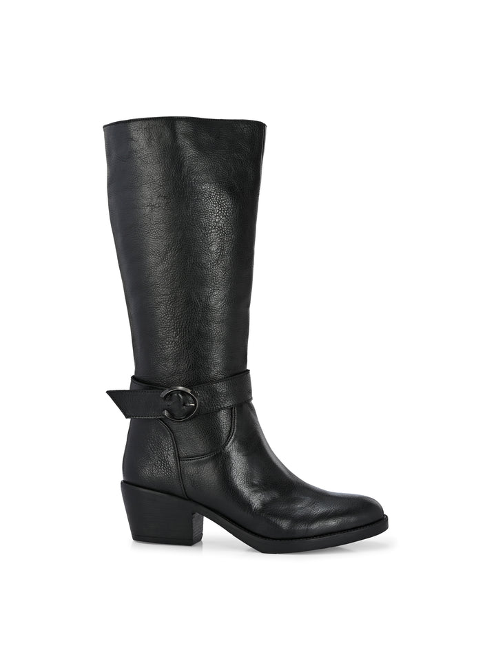 CARLO ROMANO BY WASAN BLACK COLOR  VEGAN LEATHER LONG BOOT FOR WOMEN