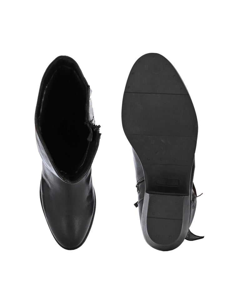 CARLO ROMANO BY WASAN BLACK COLOR  VEGAN LEATHER LONG BOOT FOR WOMEN