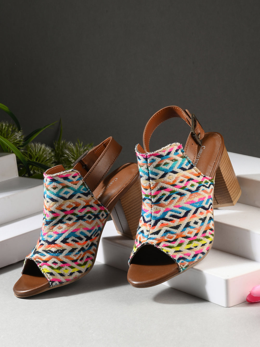 CARLO ROMANO MULTI COLOR TEXTILE SANDAL FOR WOMEN