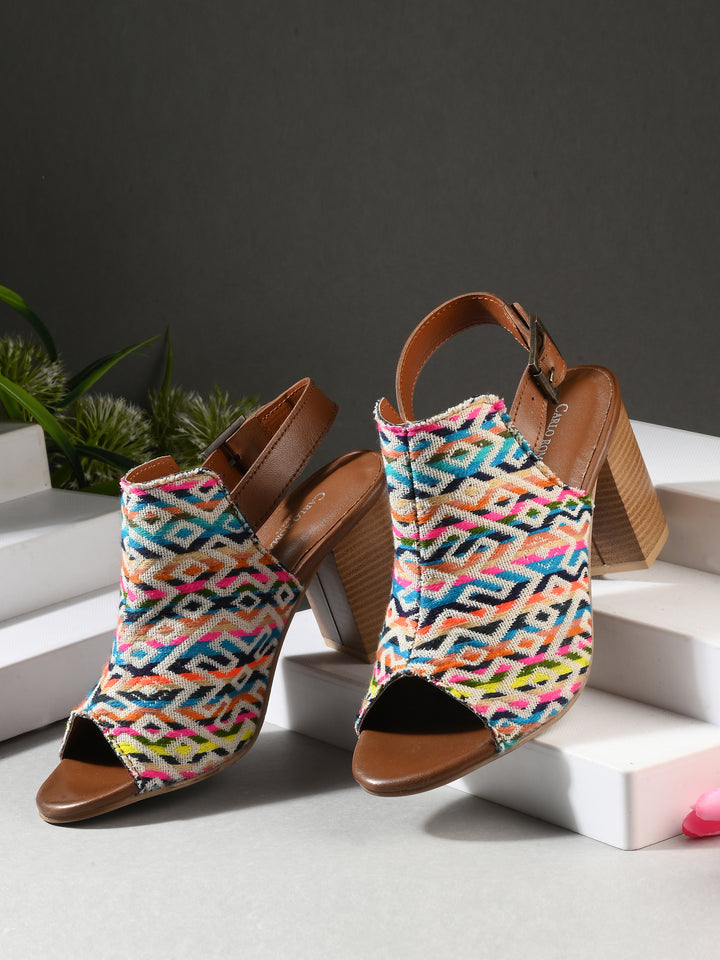 CARLO ROMANO MULTI COLOR TEXTILE SANDAL FOR WOMEN