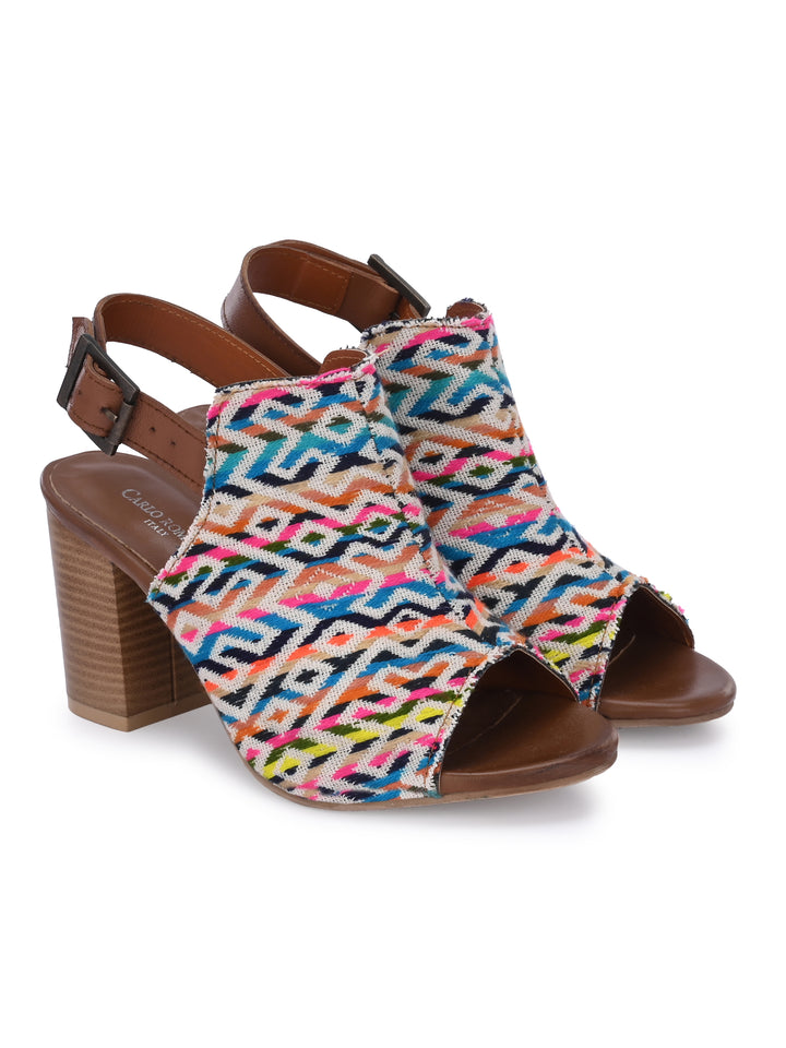 CARLO ROMANO MULTI COLOR TEXTILE SANDAL FOR WOMEN