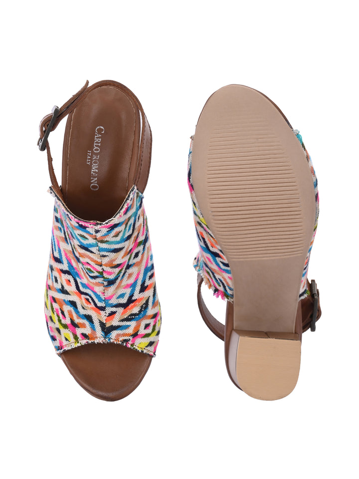 CARLO ROMANO MULTI COLOR TEXTILE SANDAL FOR WOMEN