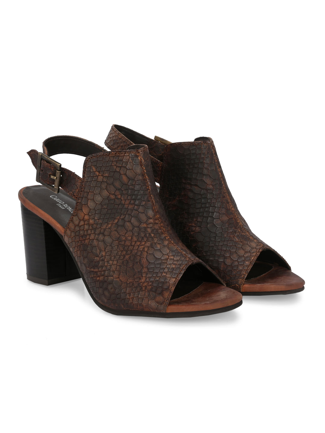 CARLO ROMANO BY WASAN SNAKE PRINT LEATHER SANDAL FOR WOMEN