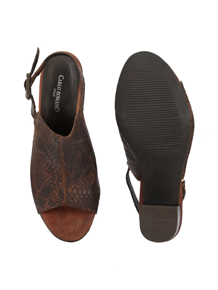 CARLO ROMANO BY WASAN SNAKE PRINT LEATHER SANDAL FOR WOMEN
