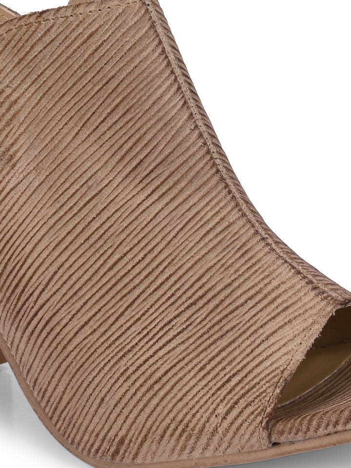 CARLO ROMANO BEIGE COLOR ITALIAN LV PRINTED SUEDE LEATHER HEEL SANDAL FOR WOMEN