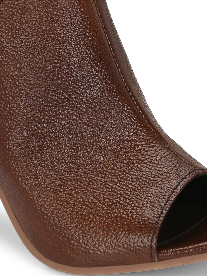 CARLO ROMANO BY WASAN BROWN COLOR GENUINE LEATHER HEEL SANDAL FOR WOMEN