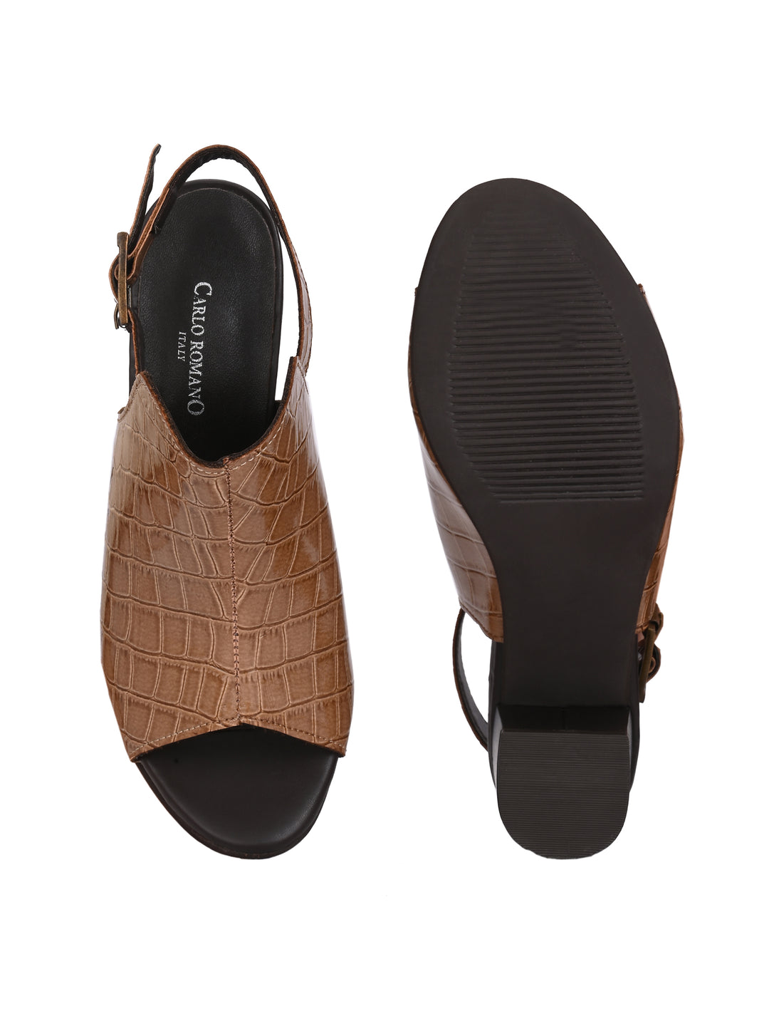 CARLO ROMANO CROCO PATENT VEGAN LEATHER SANDAL FOR WOMEN