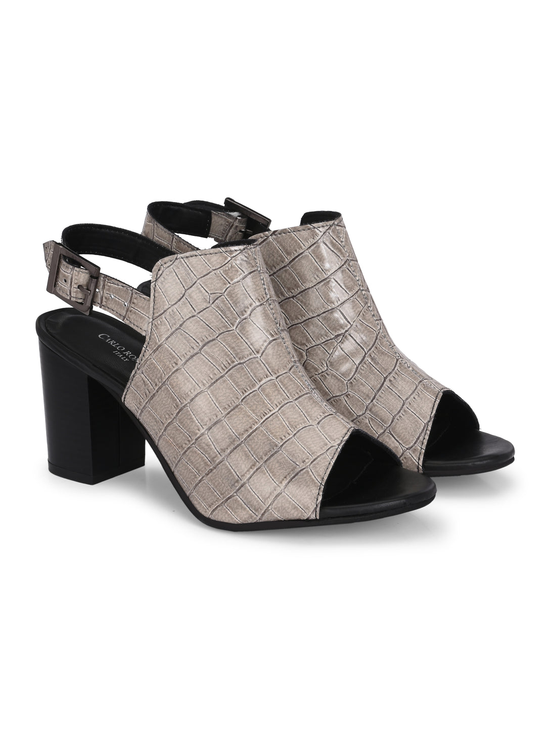 CARLO ROMANO CROCO PATENT VEGAN LEATHER SANDAL FOR WOMEN