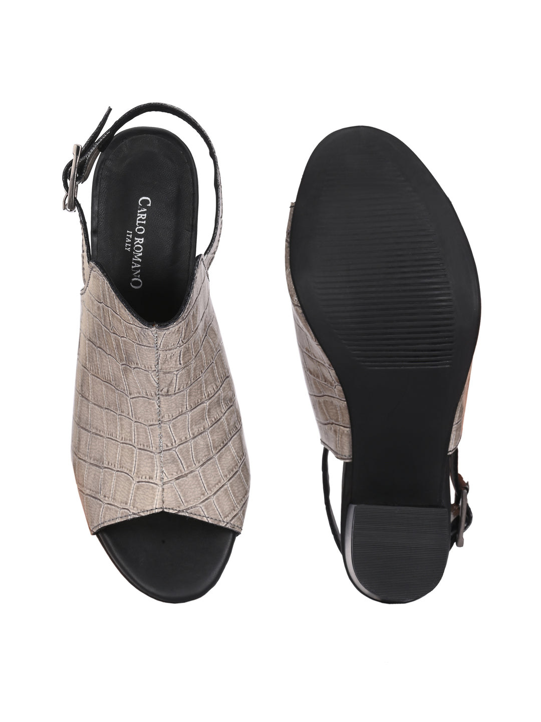 CARLO ROMANO CROCO PATENT VEGAN LEATHER SANDAL FOR WOMEN