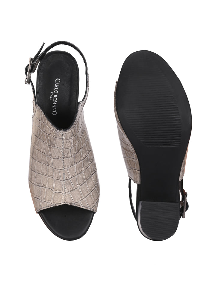 CARLO ROMANO CROCO PATENT VEGAN LEATHER SANDAL FOR WOMEN