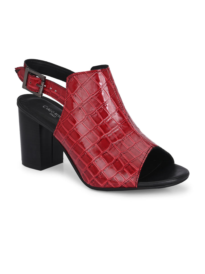 CARLO ROMANO CROCO PATENT VEGAN LEATHER SANDAL FOR WOMEN