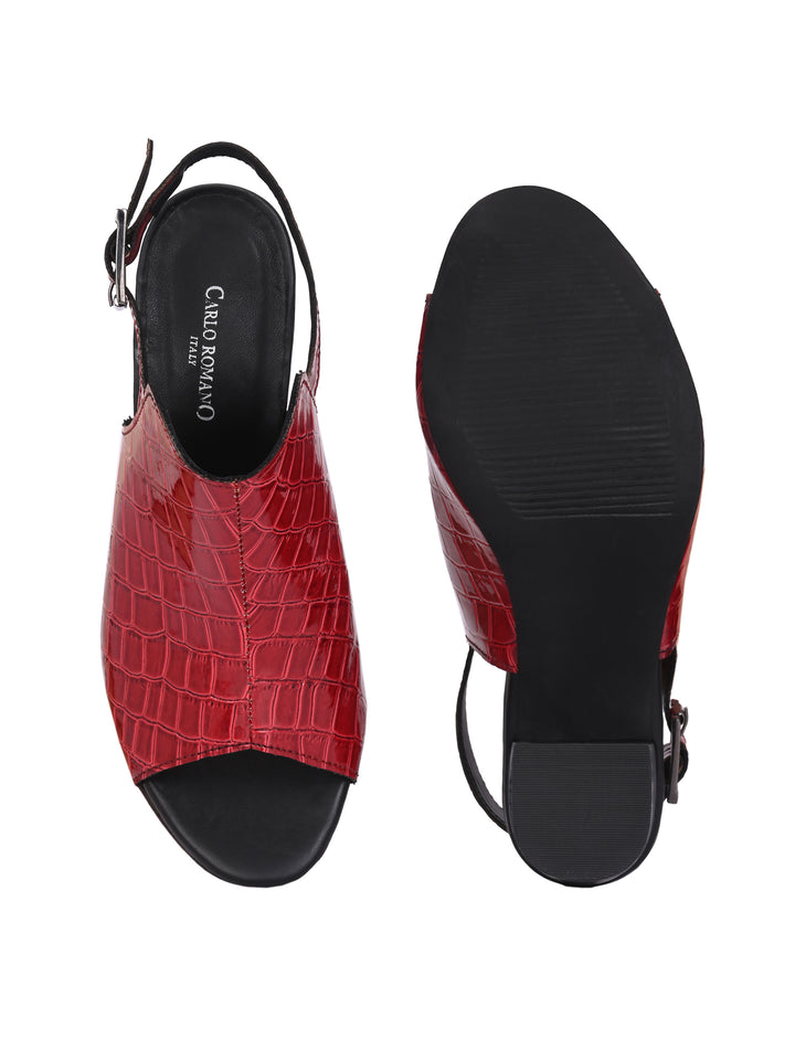 CARLO ROMANO CROCO PATENT VEGAN LEATHER SANDAL FOR WOMEN