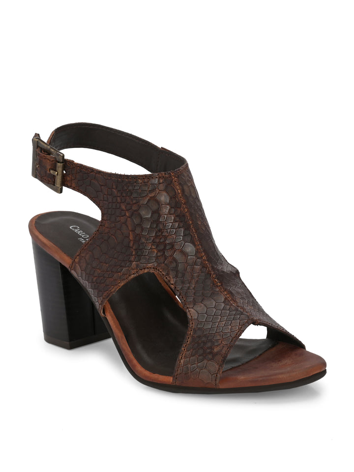 CARLO ROMANO BY WASAN SNAKE PRINT LEATHER SANDAL FOR WOMEN