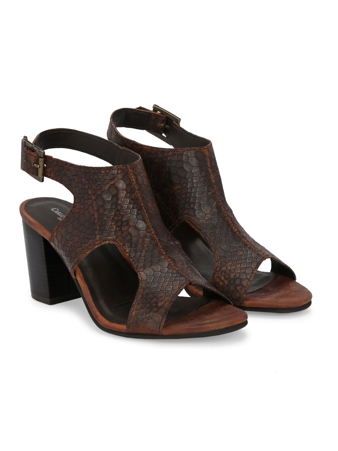 CARLO ROMANO BY WASAN SNAKE PRINT LEATHER SANDAL FOR WOMEN
