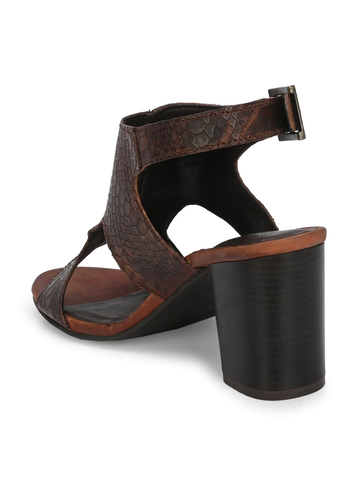CARLO ROMANO BY WASAN SNAKE PRINT LEATHER SANDAL FOR WOMEN