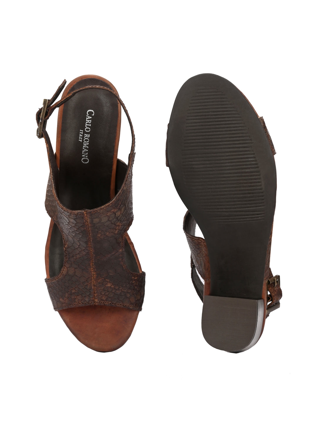 CARLO ROMANO BY WASAN SNAKE PRINT LEATHER SANDAL FOR WOMEN