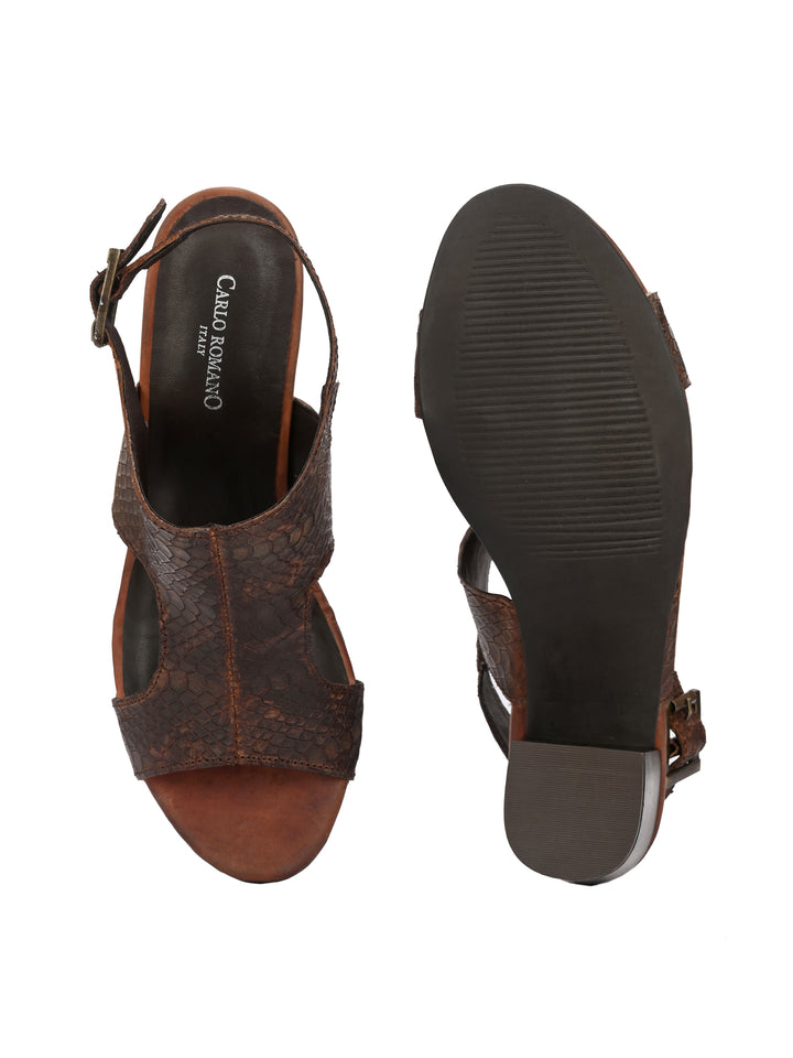 CARLO ROMANO BY WASAN SNAKE PRINT LEATHER SANDAL FOR WOMEN