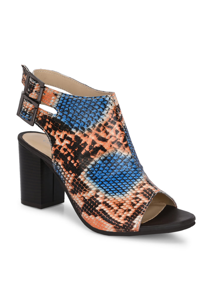 CARLO ROMANO MULTI COLOR SNAKE PRINT GENUINE LEATHER SANDAL FOR WOMEN
