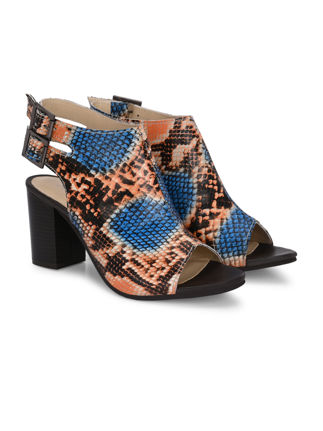 CARLO ROMANO MULTI COLOR SNAKE PRINT GENUINE LEATHER SANDAL FOR WOMEN