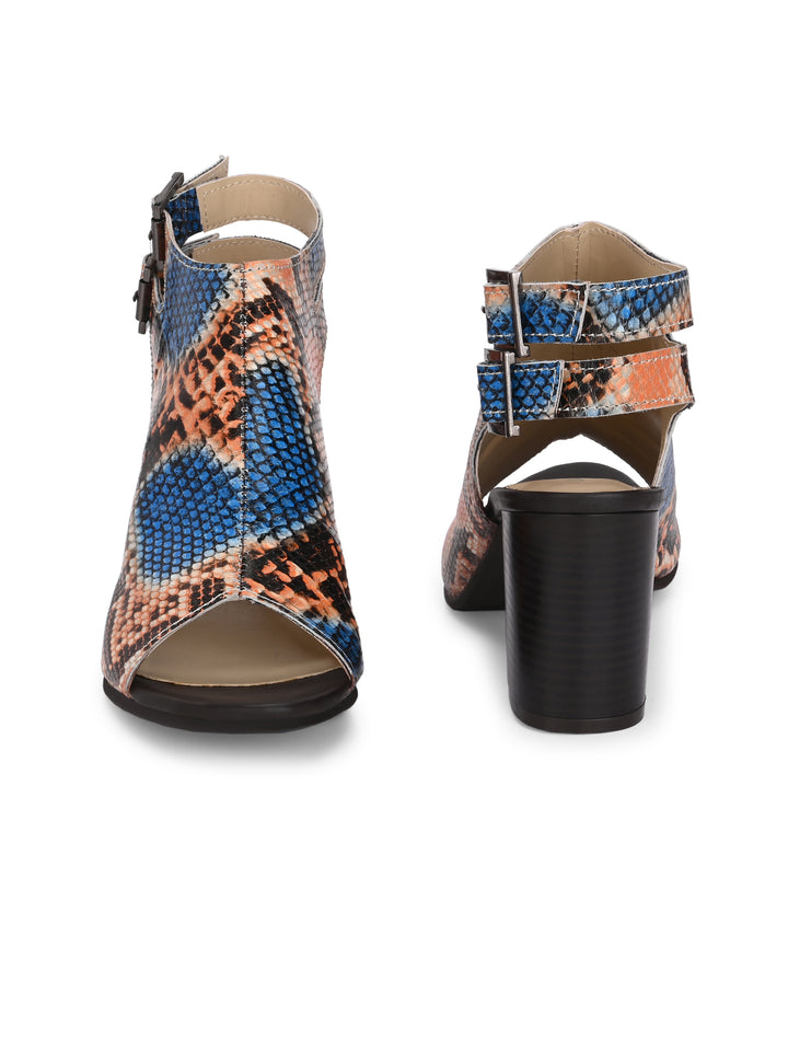 CARLO ROMANO MULTI COLOR SNAKE PRINT GENUINE LEATHER SANDAL FOR WOMEN