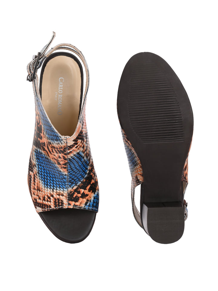 CARLO ROMANO MULTI COLOR SNAKE PRINT GENUINE LEATHER SANDAL FOR WOMEN