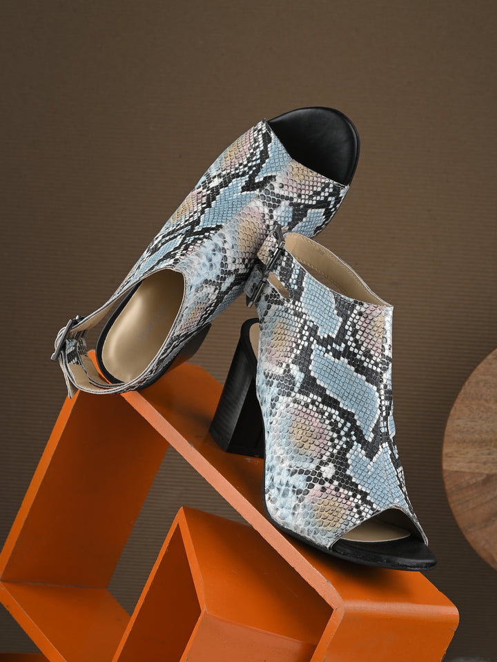 CARLO ROMANO MULTI COLOR SNAKE PRINT VEGAN LEATHER SANDAL FOR WOMEN