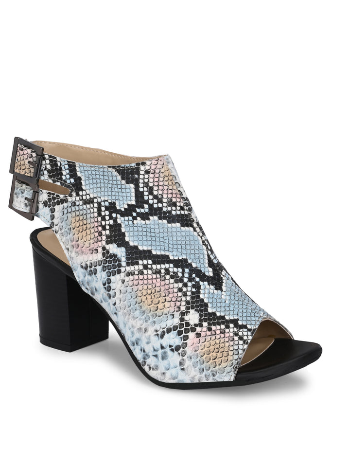 CARLO ROMANO MULTI COLOR SNAKE PRINT VEGAN LEATHER SANDAL FOR WOMEN