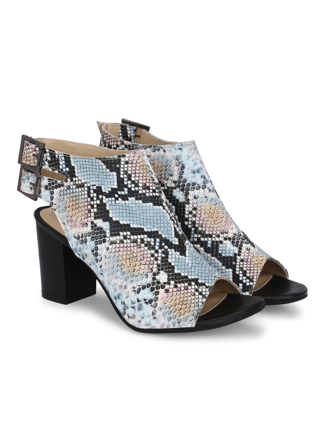 CARLO ROMANO MULTI COLOR SNAKE PRINT VEGAN LEATHER SANDAL FOR WOMEN