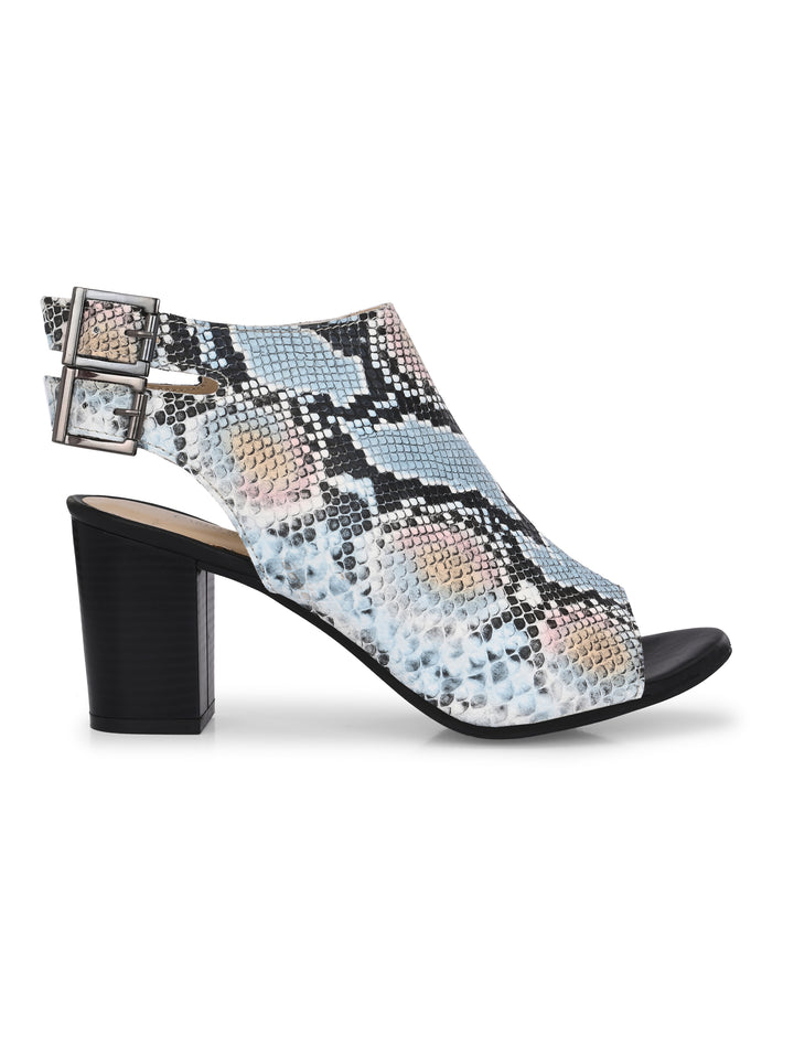 CARLO ROMANO MULTI COLOR SNAKE PRINT VEGAN LEATHER SANDAL FOR WOMEN