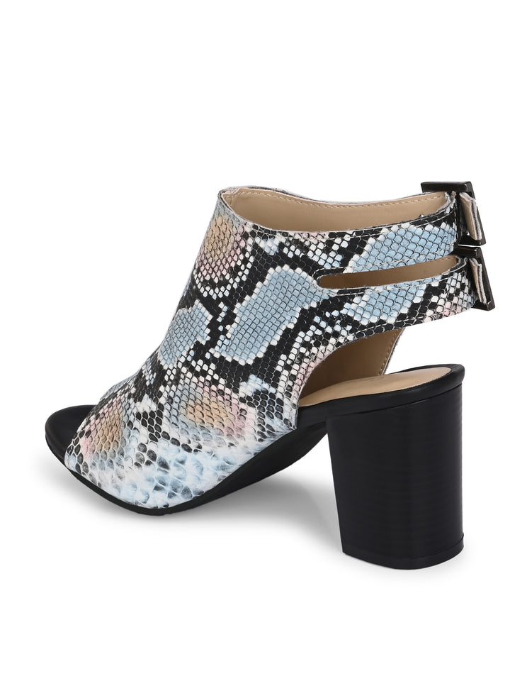CARLO ROMANO MULTI COLOR SNAKE PRINT VEGAN LEATHER SANDAL FOR WOMEN