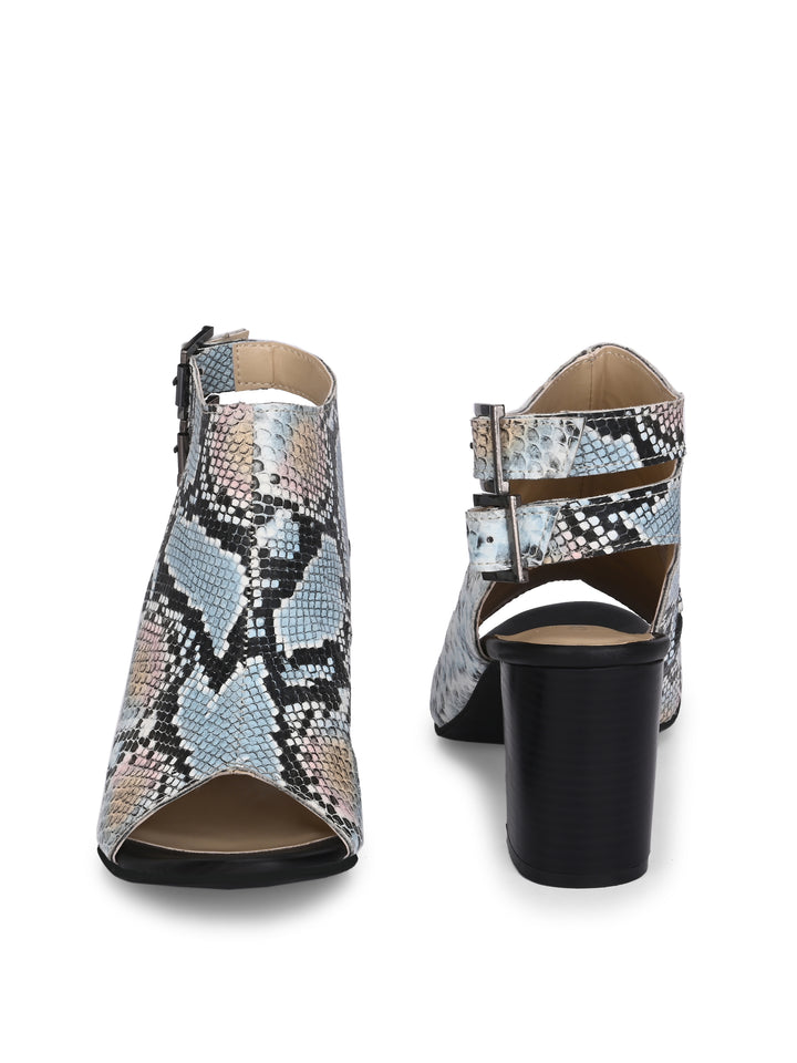 CARLO ROMANO MULTI COLOR SNAKE PRINT VEGAN LEATHER SANDAL FOR WOMEN