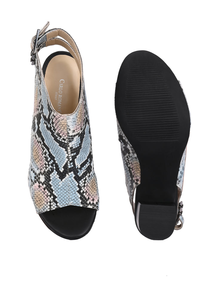 CARLO ROMANO MULTI COLOR SNAKE PRINT VEGAN LEATHER SANDAL FOR WOMEN
