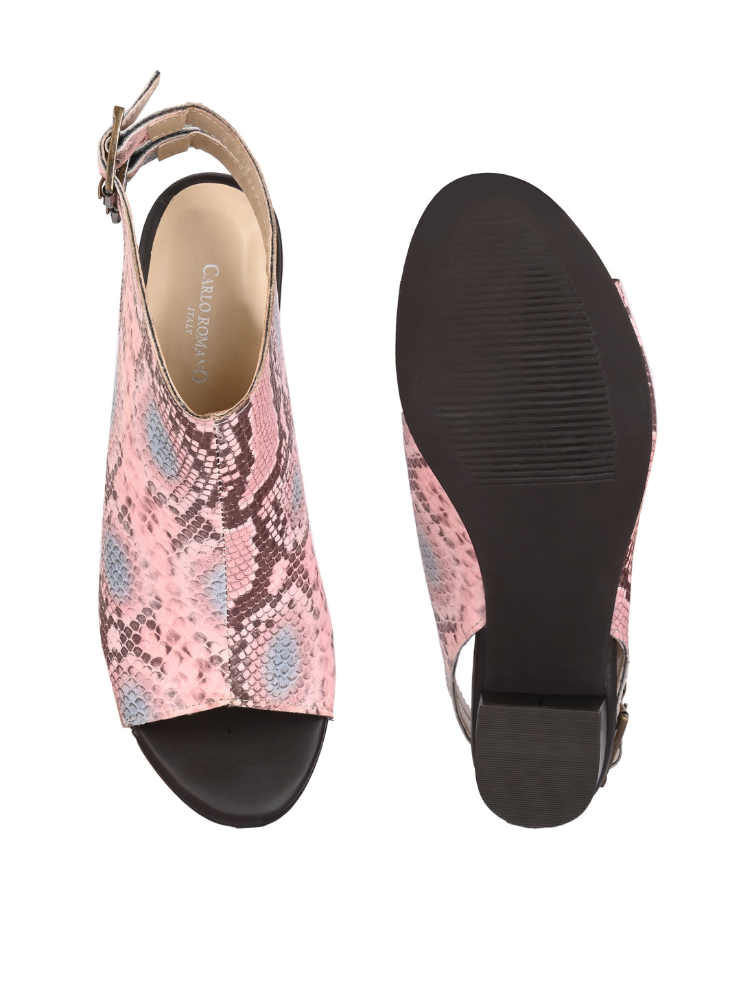 CARLO ROMANO MULTI COLOR SNAKE PRINT VEGAN LEATHER SANDAL FOR WOMEN