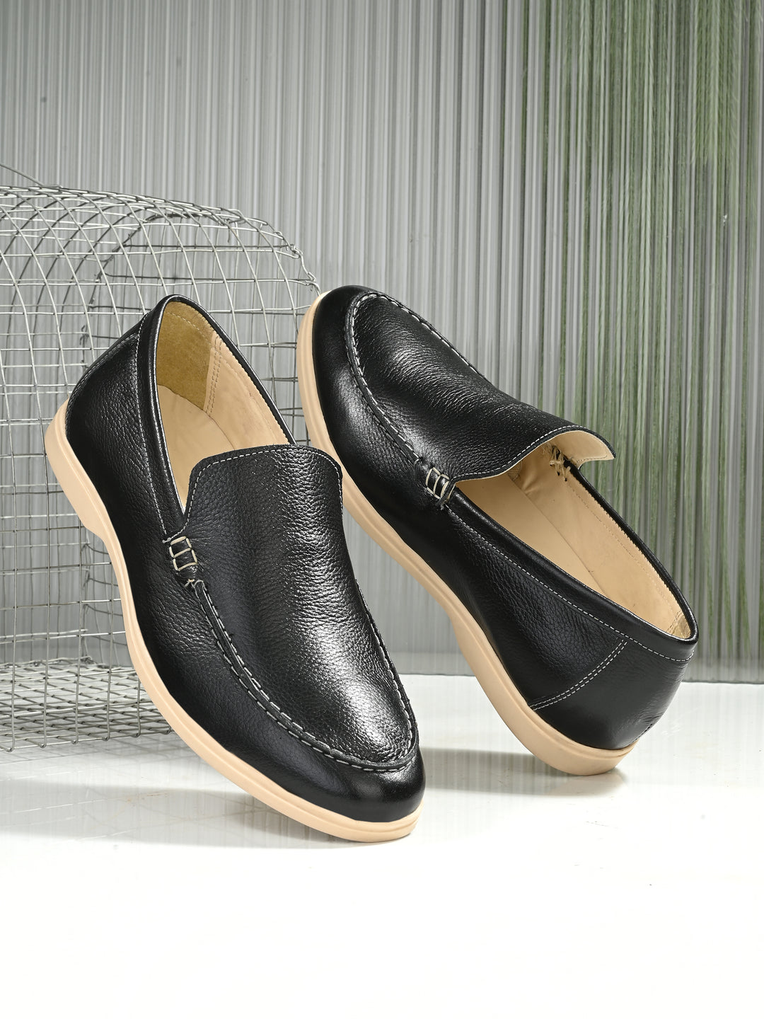 CARLO ROMANO BY WASAN DARK TAN COLOR GENUINE LEATHER MOCCASIN  SHOES FOR MEN