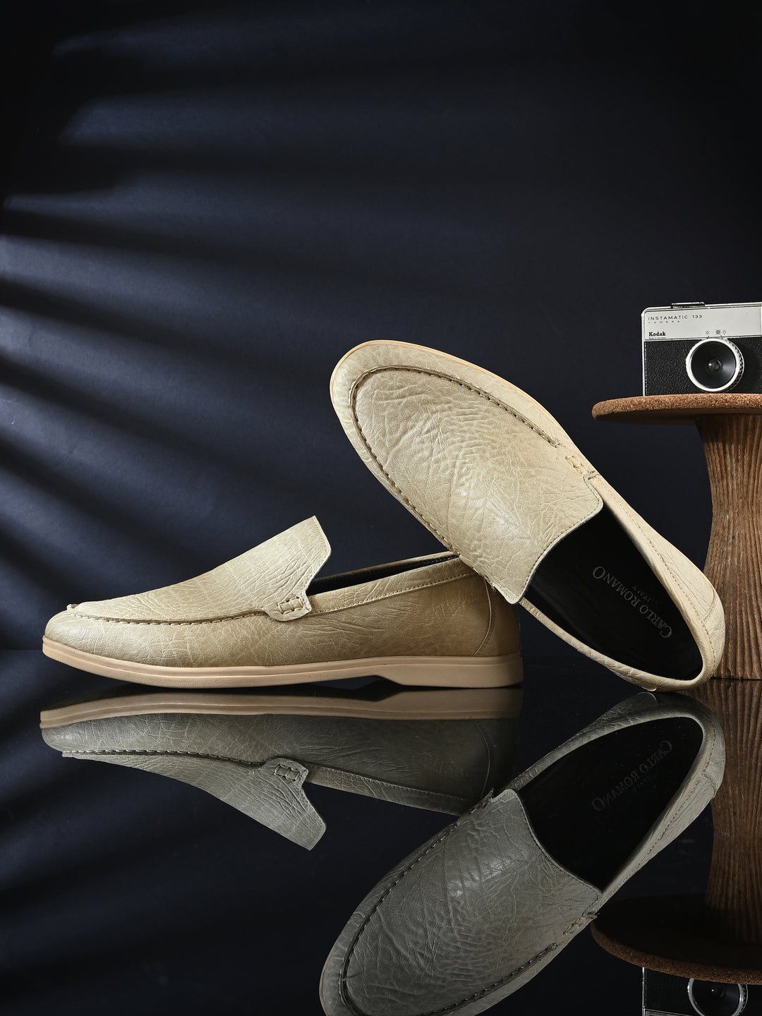 CARLO ROMANO BY WASAN DARK TAN COLOR GENUINE LEATHER MOCCASIN  SHOES FOR MEN