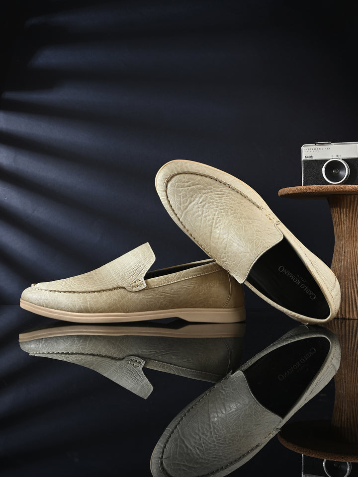 CARLO ROMANO BY WASAN DARK TAN COLOR GENUINE LEATHER MOCCASIN  SHOES FOR MEN