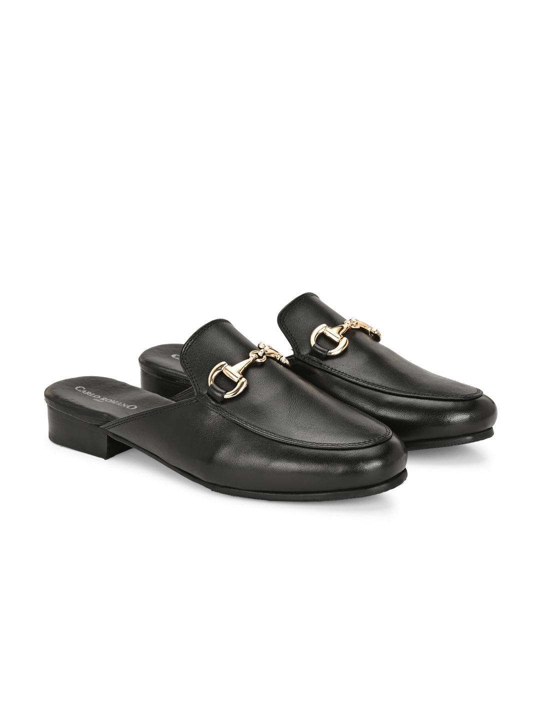 CARLO ROMANO BY WASAN BLACK COLOR PREMIUM STYLISH GENUINE LEATHER MULES FOR MEN