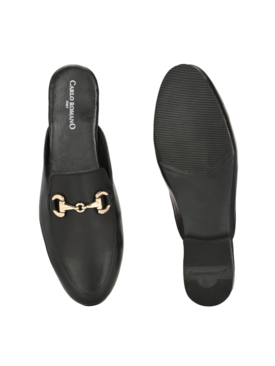 CARLO ROMANO BY WASAN BLACK COLOR PREMIUM STYLISH GENUINE LEATHER MULES FOR MEN
