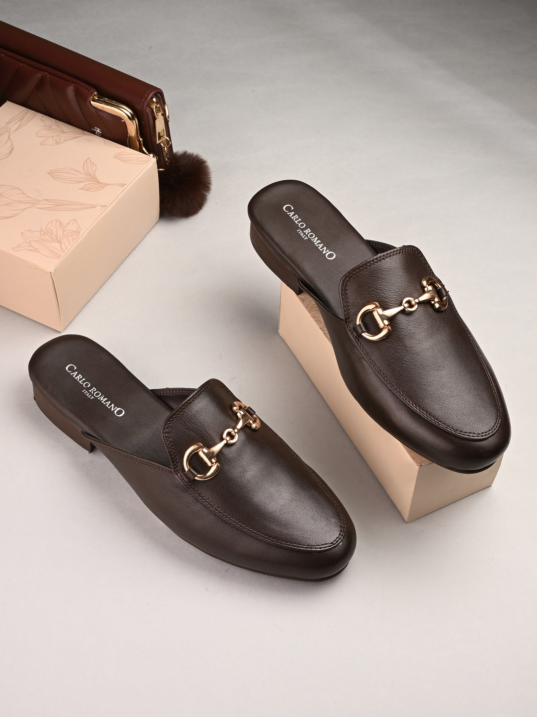 CARLO ROMANO BY WASAN BLACK COLOR PREMIUM STYLISH GENUINE LEATHER MULES FOR MEN