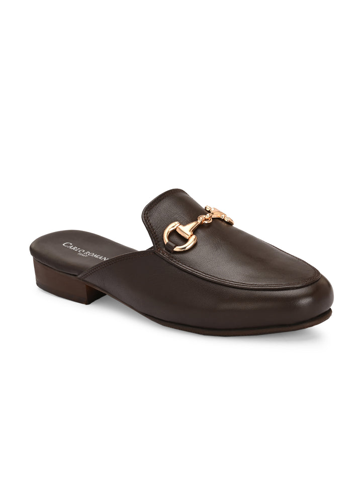CARLO ROMANO BY WASAN BLACK COLOR PREMIUM STYLISH GENUINE LEATHER MULES FOR MEN