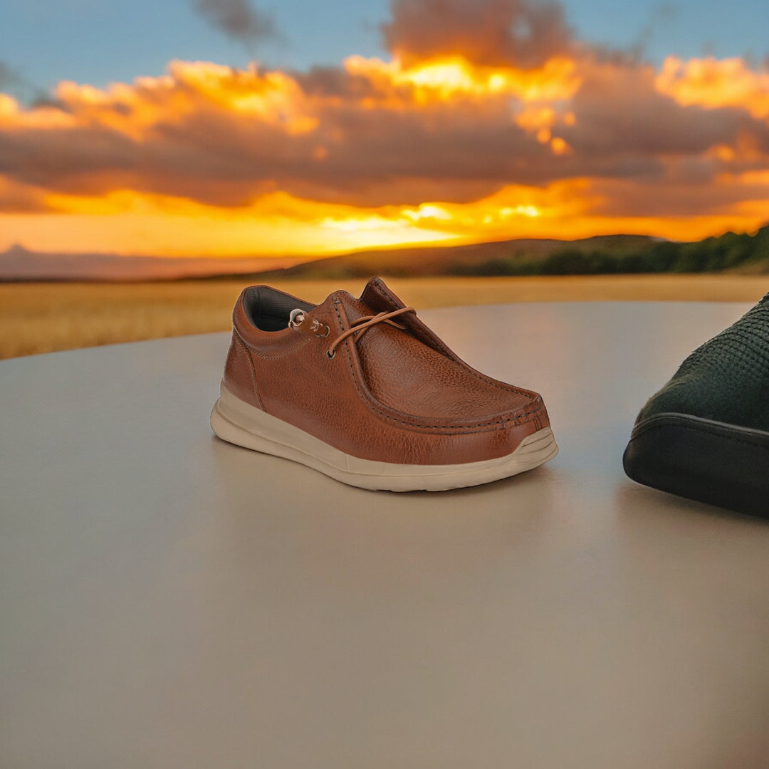 Men's Milled Leather Fancy Lace Up Casual Shoes