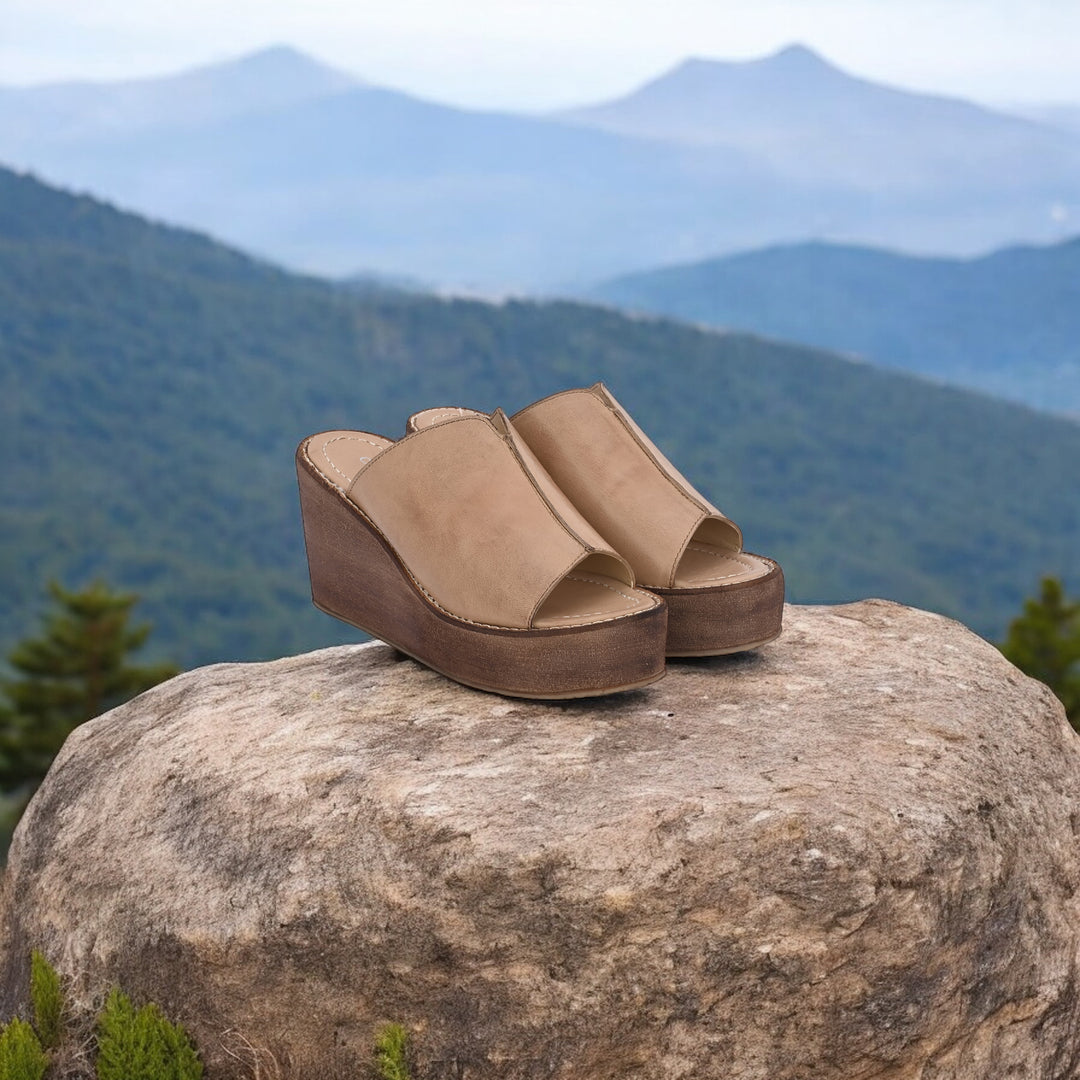 Women's Genuine Sheep Leather Ultra Light Weight High Heel Sandal