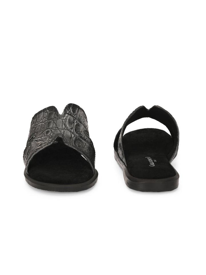 CARLO ROMANO BY WASAN CROCO BRUSH OFF GENUINE LEATHER SLIPPERS FOR MEN'S