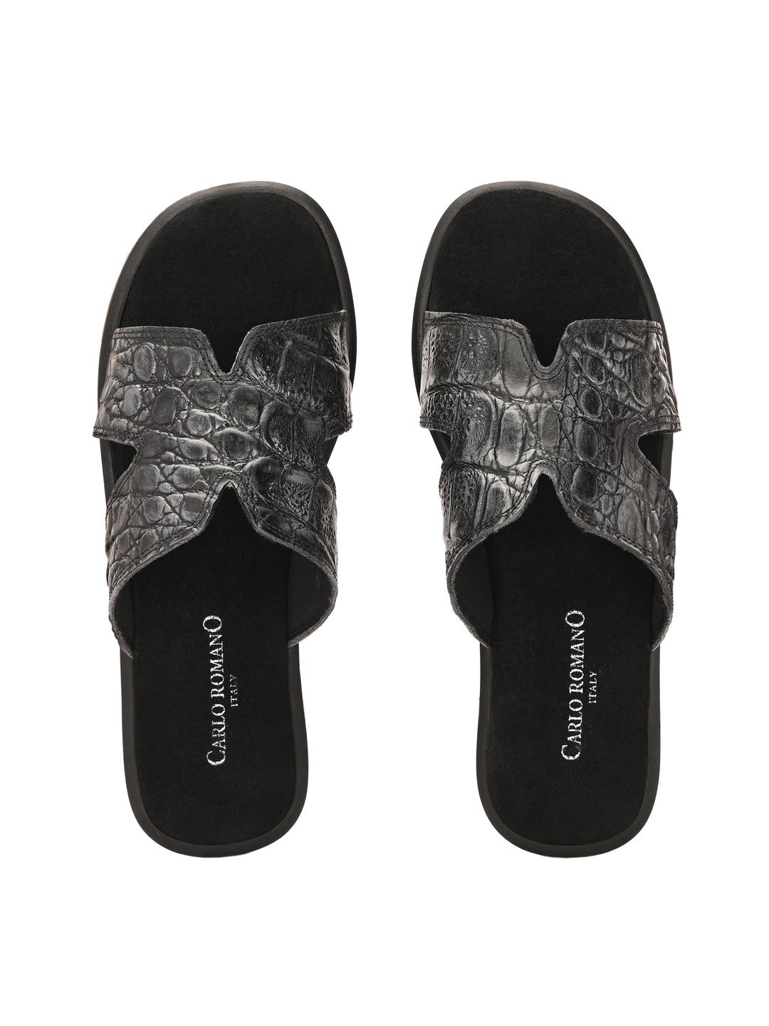 CARLO ROMANO BY WASAN CROCO BRUSH OFF GENUINE LEATHER SLIPPERS FOR MEN'S