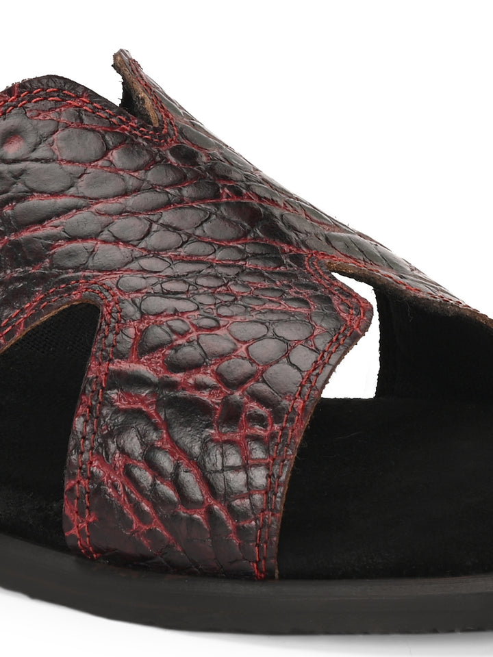 CARLO ROMANO BY WASAN CROCO BRUSH OFF GENUINE LEATHER SLIPPERS FOR MEN'S